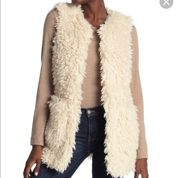cream fuzzy vest